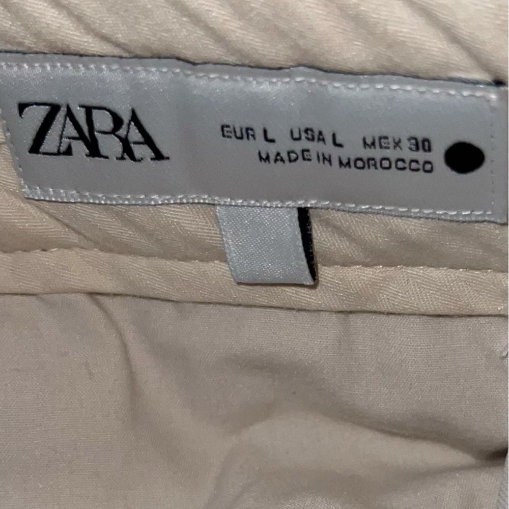 Zara Tan High Waisted Pleated Ankle Pants Size L - Picture 8 of 14